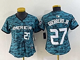 Women's Toronto Blue Jays #27 Vladimir Guerrero Jr Number Teal 2023 All Star Cool Base Stitched Jersey,baseball caps,new era cap wholesale,wholesale hats